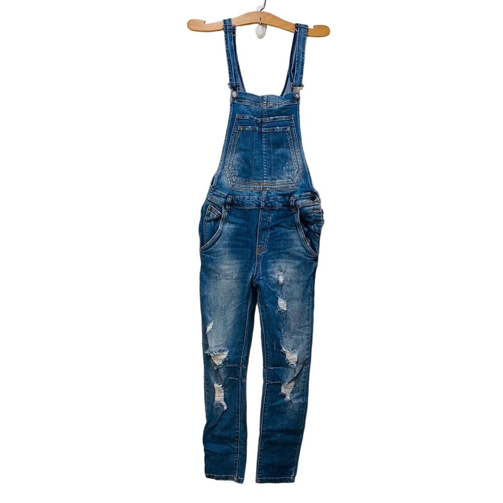 SOLD Blue Zara Men Denim Overalls/Bibs Small straight Distresed